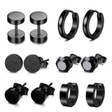 6 Pairs Men Earrings Set Surgical Steel Ear Studs Punk Tragus Cartilage Jewelry