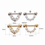 Vintage CZ Nipple Piercing Ethnic Cubic Zirconia Nipple Ring