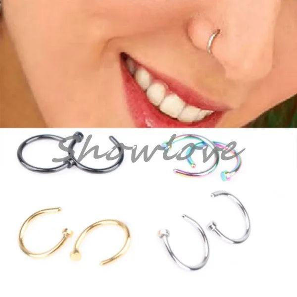8pcs Stainless Steel Nose Open Hoop Earring Piercing Studs