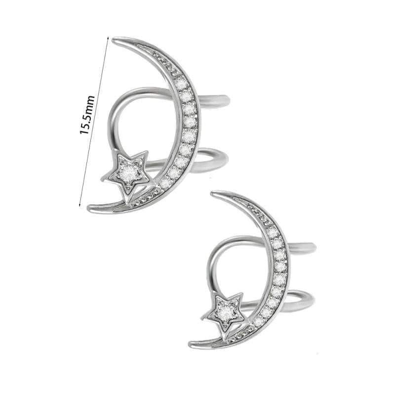 Leosoxs Heart-shaped Stainless Steel Earrings Five-star Moon Ear Clip