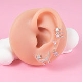 Leosoxs Heart-shaped Stainless Steel Earrings Five-star Moon Ear Clip