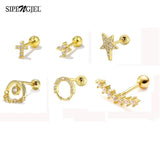 6 Pcs Stainless Steel Ear Piercing Studs for Women Tragus Earrings