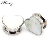 2pcs Stainless Steel Heart Ear Tunnels Plugs