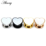 2pcs Stainless Steel Heart Ear Tunnels Plugs