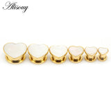 2pcs Stainless Steel Heart Ear Tunnels Plugs
