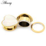 2pcs Stainless Steel Heart Ear Tunnels Plugs