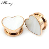 2pcs Stainless Steel Heart Ear Tunnels Plugs