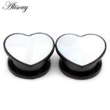 2pcs Stainless Steel Heart Ear Tunnels Plugs