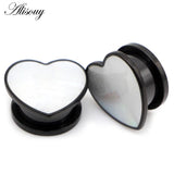 2pcs Stainless Steel Heart Ear Tunnels Plugs
