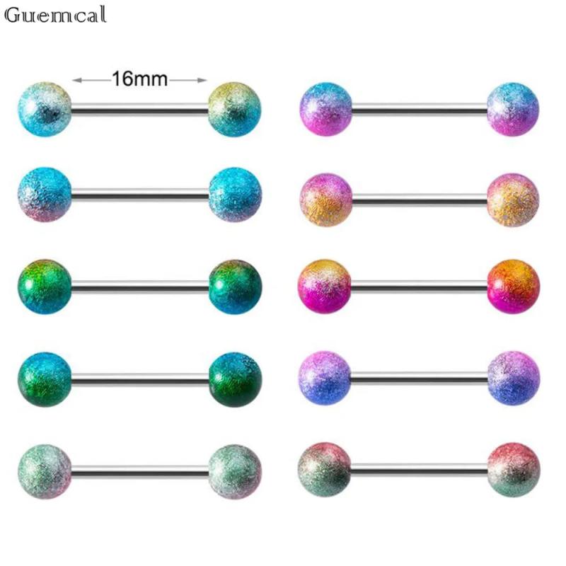 10pcs Stainless Steel Tongue Barbell Piercing 14G