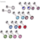 2pcs Multicolor Zircon Thread Tongue Nail Body Jewelry