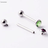 2pcs Multicolor Zircon Thread Tongue Nail Body Jewelry