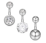 316L Surgical Steel CZ Short Belly Earring 3PCS