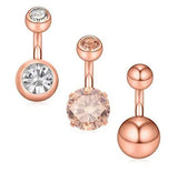 316L Surgical Steel CZ Short Belly Earring 3PCS