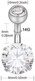316L Surgical Steel CZ Short Belly Earring 3PCS