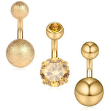316L Surgical Steel CZ Short Belly Earring 3PCS