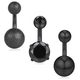 316L Surgical Steel CZ Short Belly Earring 3PCS