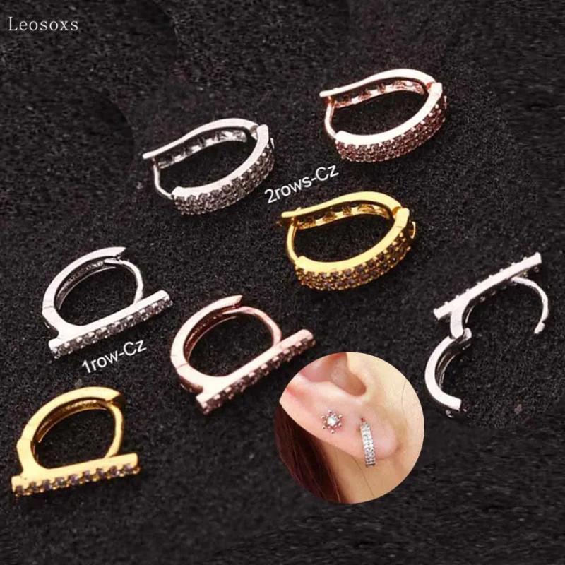 Leosoxs 2pcs Zircon Round Ear Buckle Piercing Jewelry