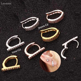 Leosoxs 2pcs Zircon Round Ear Buckle Piercing Jewelry