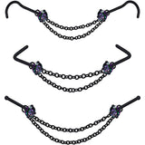 9 PCS Nose Ring Chain Zircon L-shaped Women's Body Jewelry