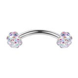 8PCS 16G Crystal Ferido & Ball Curved Barbell Body Piercing Jewelry