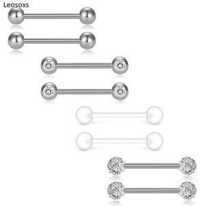 Leosoxs 8pcs Stainless Steel Barbell Tongue Ring Set