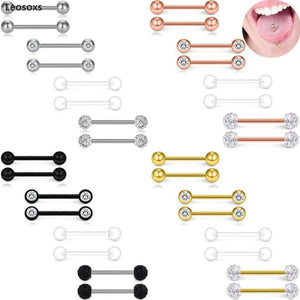 Leosoxs 8pcs Stainless Steel Barbell Tongue Ring Set