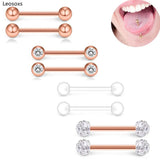 Leosoxs 8pcs Stainless Steel Barbell Tongue Ring Set