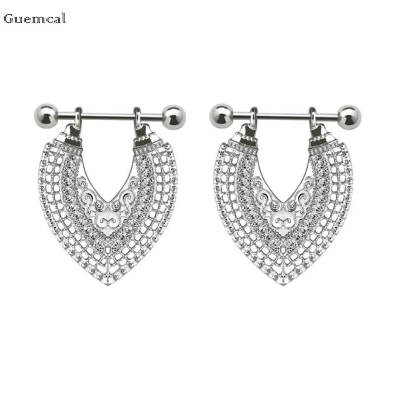2pcs Stainless Steel Ethnic Style Breast Ring