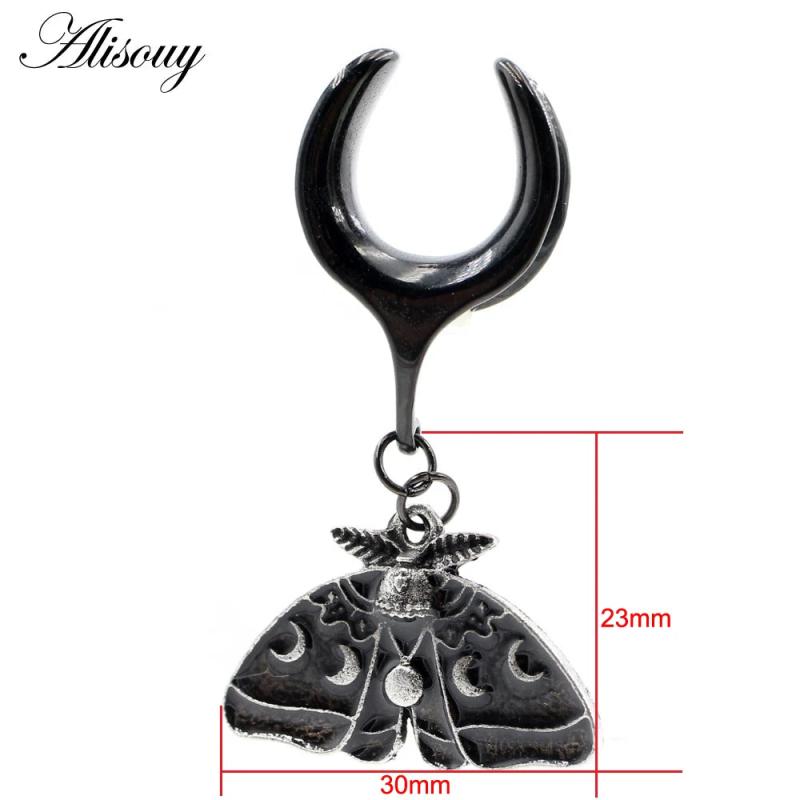 Stainless Steel Moth Butterfly Pendant Ear Tunnel Plug Expander