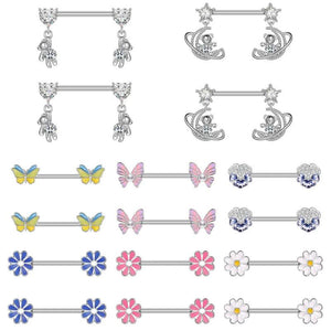 Leoxoxs 1 Pair Zircon Milk Ring Drops Oil Milk Ring Nail Piercing Ornaments