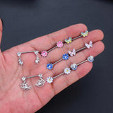 Leoxoxs 1 Pair Zircon Milk Ring Drops Oil Milk Ring Nail Piercing Ornaments