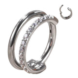 ASTM F136 Titanium Nose Ring CZ Hinged Segment Clicker Piercing Jewelry