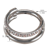 ASTM F136 Titanium Nose Ring CZ Hinged Segment Clicker Piercing Jewelry