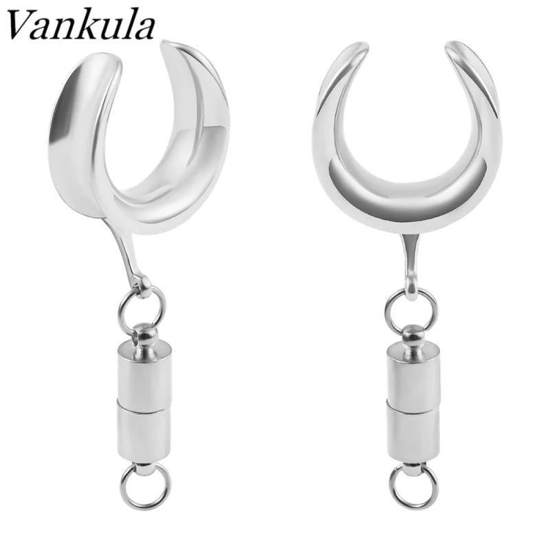 Vankula 6-25mm Stainless Steel Dangle Saddle Ear Tunnel Plug Expander