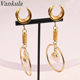 Vankula 6-25mm Stainless Steel Dangle Saddle Ear Tunnel Plug Expander