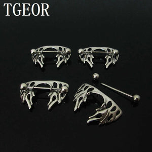 Stainless Steel Flame Crown Nipple Rings