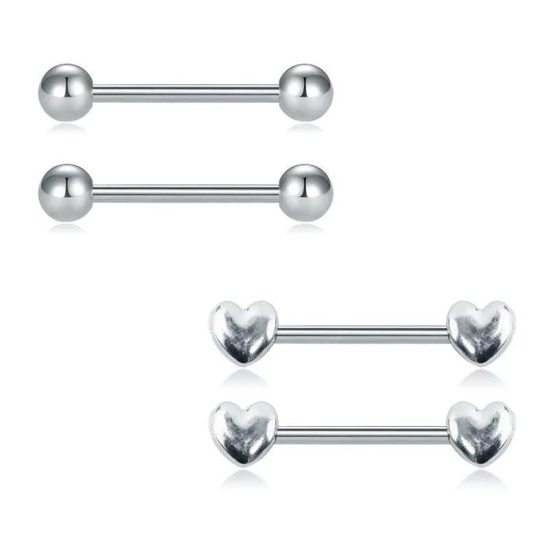 316L SS Nipple Rings 14G Heart Barbell