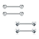 316L SS Nipple Rings 14G Heart Barbell