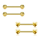 316L SS Nipple Rings 14G Heart Barbell