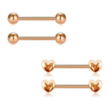316L SS Nipple Rings 14G Heart Barbell