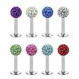 Crystal CZ Gem Lip Stud 3mm Glitter Labret Earring