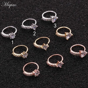 Miqiao 2pcs Zircon Star Nose Ring Piercing Jewelry
