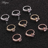 Miqiao 2pcs Zircon Star Nose Ring Piercing Jewelry