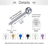 14G Tongue Ring Surgical Steel Czech Rhinestone Ball Nipple Piercing