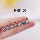 Titanium Steel Ear Stud Multi-color Love Crown Zircon