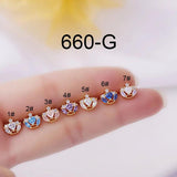 Titanium Steel Ear Stud Multi-color Love Crown Zircon