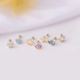 Titanium Steel Ear Stud Multi-color Love Crown Zircon