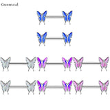 2pcs Butterfly Stainless Steel Breast Ring Piercing Jewelry