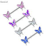 2pcs Butterfly Stainless Steel Breast Ring Piercing Jewelry